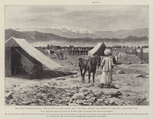 El levantamiento de la frontera india, Vista de la cordillera de Tor Ghar, desde el Fuerte Bara, mostrando la posición del Paso Sapri (Ghuzdarra) de William Barnes Wollen